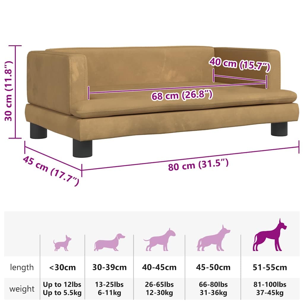 Lettino per Cani Marrone 80x45x30 cm in Velluto — miniatura 6 di 6