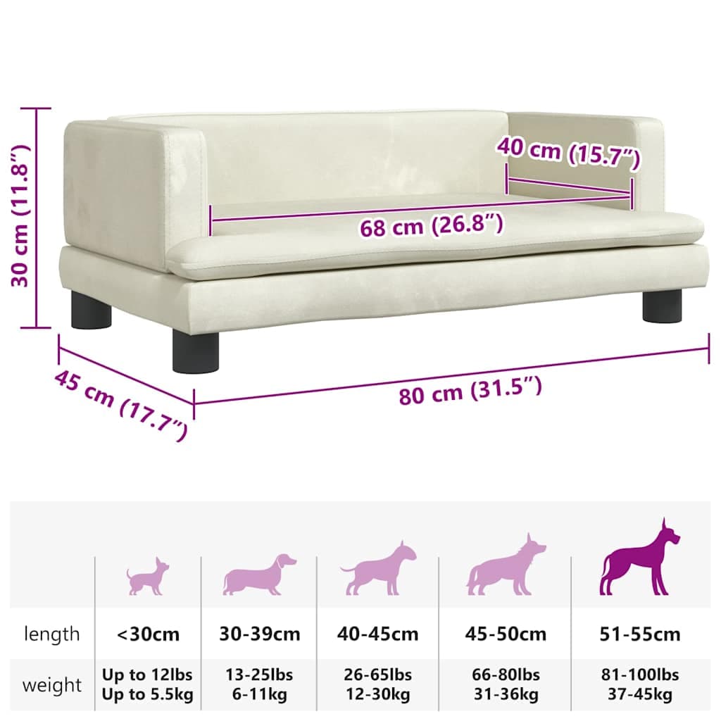 Lettino per Cani Crema 80x45x30 cm in Velluto — miniatura 6 di 6