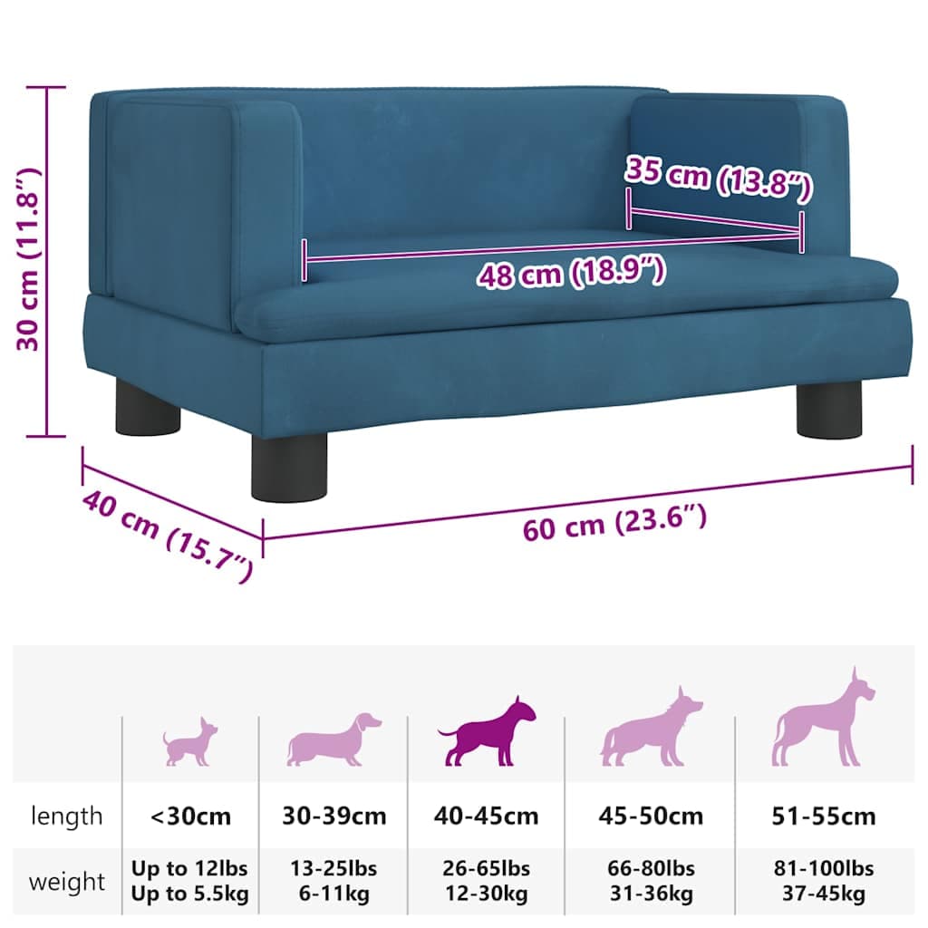 Lettino per Cani Blu 60x40x30 cm in Velluto — miniatura 6 di 6