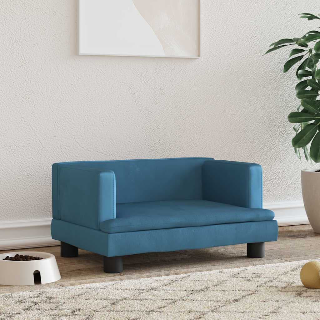 Lettino per Cani Blu 60x40x30 cm in Velluto — miniatura 1 di 6