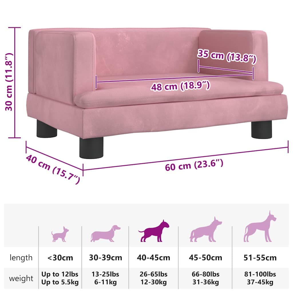Lettino per Cani Rosa 60x40x30 cm in Velluto — miniatura 6 di 6