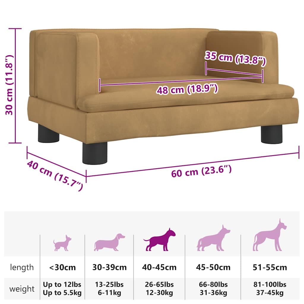 Lettino per Cani Marrone 60x40x30 cm in Velluto — miniatura 6 di 6