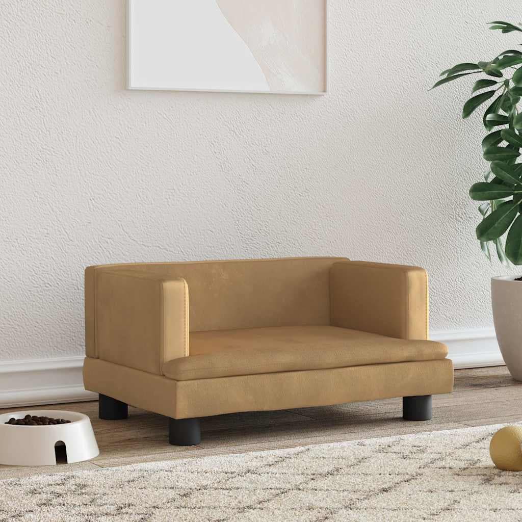 Lettino per Cani Marrone 60x40x30 cm in Velluto — miniatura 1 di 6