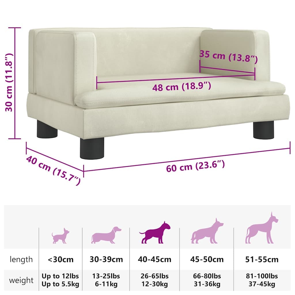 Lettino per Cani Crema 60x40x30 cm in Velluto — miniatura 6 di 6