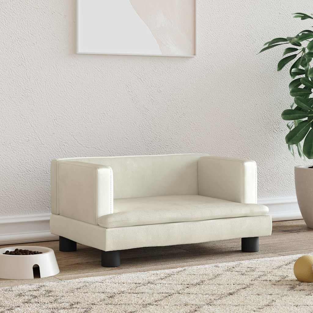 Lettino per Cani Crema 60x40x30 cm in Velluto — miniatura 1 di 6