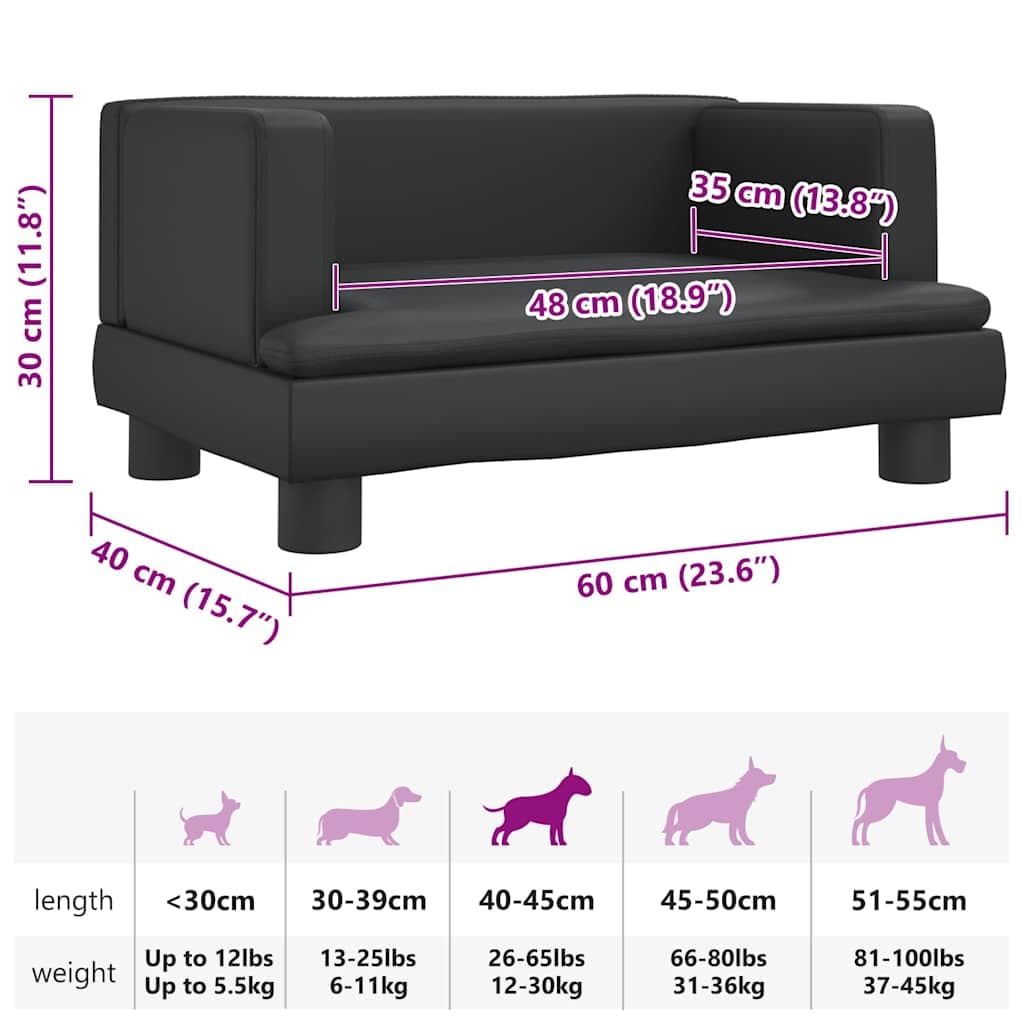Lettino per Cani Nero 60x40x30 cm in Similpelle — miniatura 6 di 6
