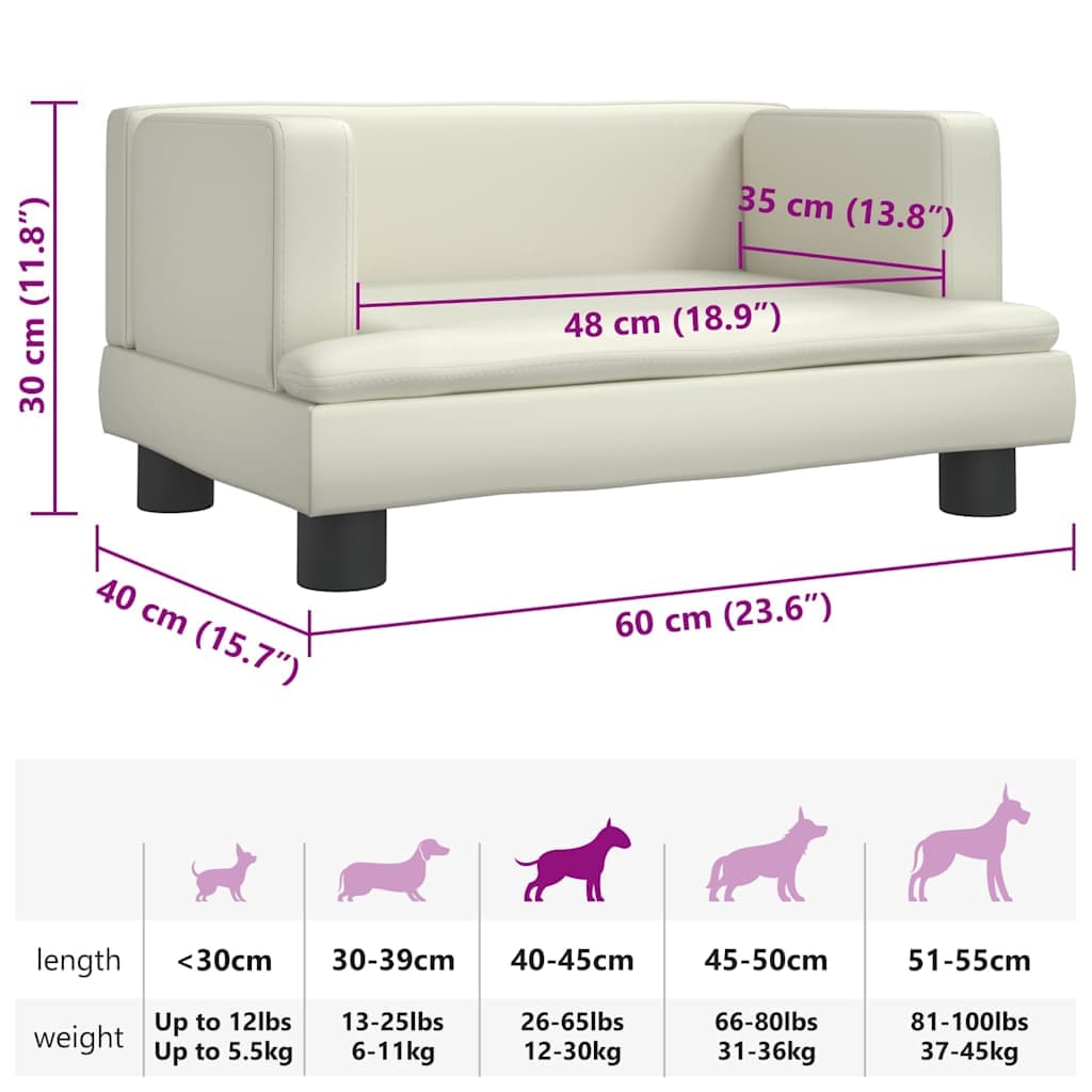 Lettino per Cani Crema 60x40x30 cm in Similpelle — miniatura 6 di 6