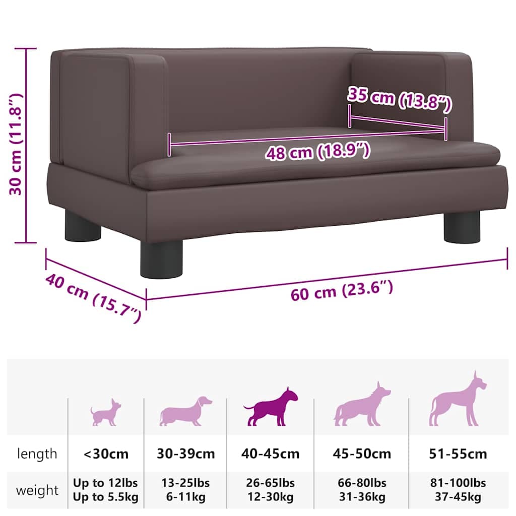 Lettino per Cani Marrone 60x40x30 cm in Similpelle — miniatura 6 di 6