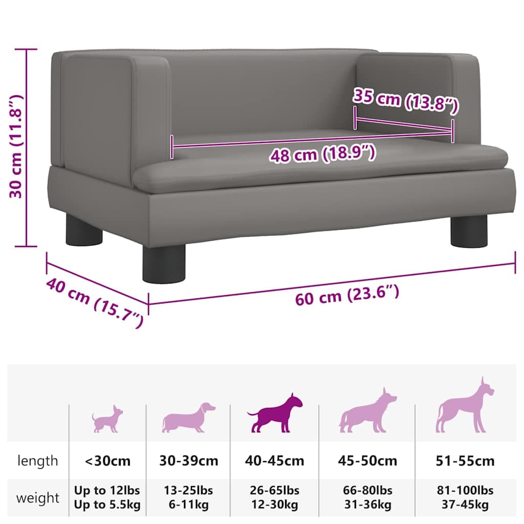 Lettino per Cani Grigio 60x40x30 cm in Similpelle — miniatura 6 di 6
