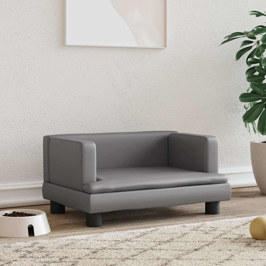 Lettino per Cani Grigio 60x40x30 cm in Similpelle — miniatura 1 di 6