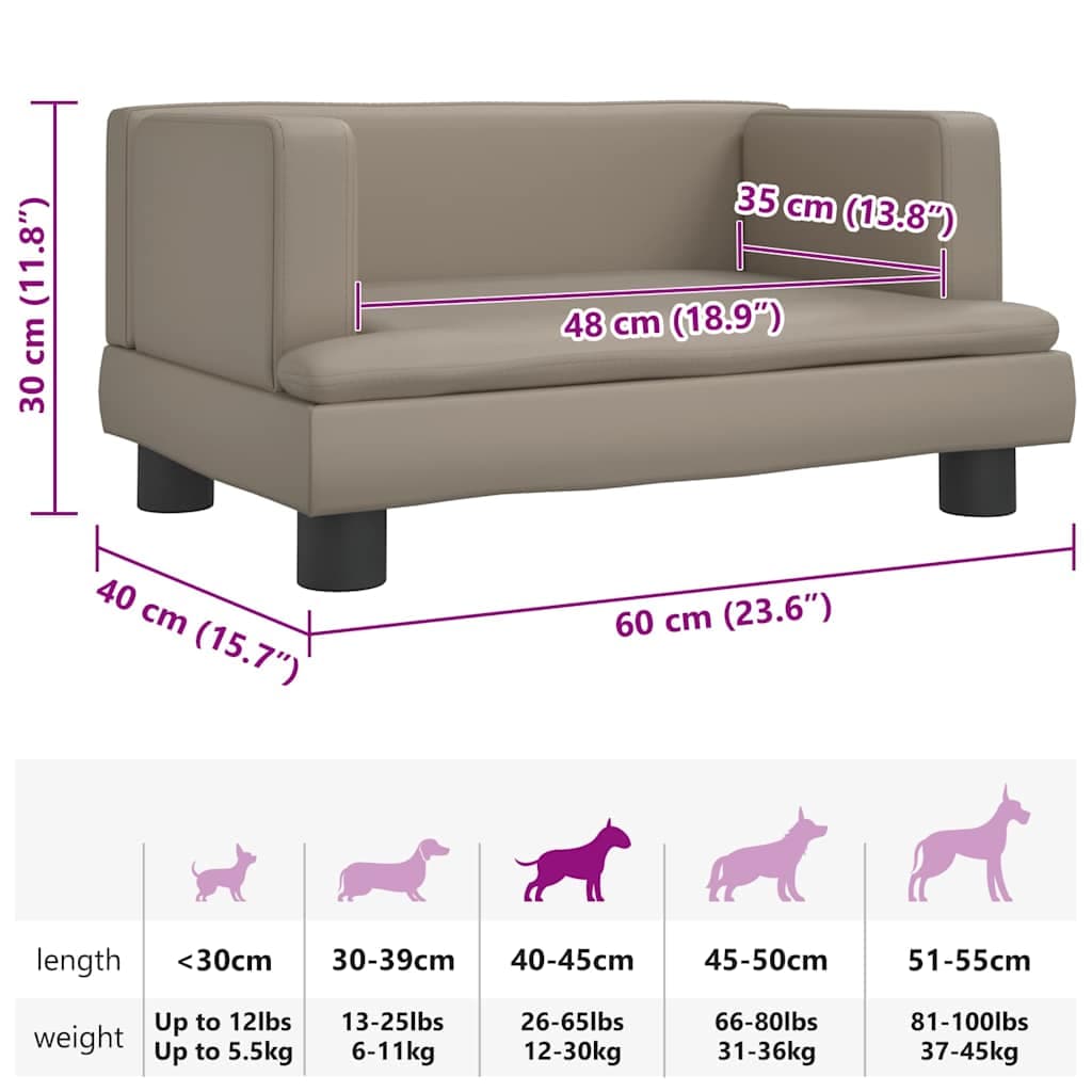 Lettino per Cani Cappuccino 60x40x30 cm in Similpelle — miniatura 6 di 6
