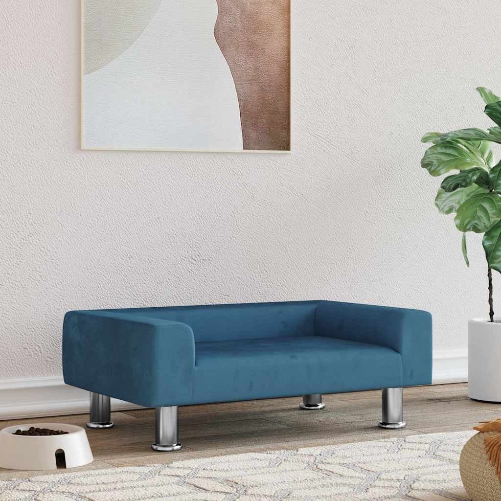 Lettino per Cani Blu 70x45x26,5 cm in Velluto — miniatura 1 di 6