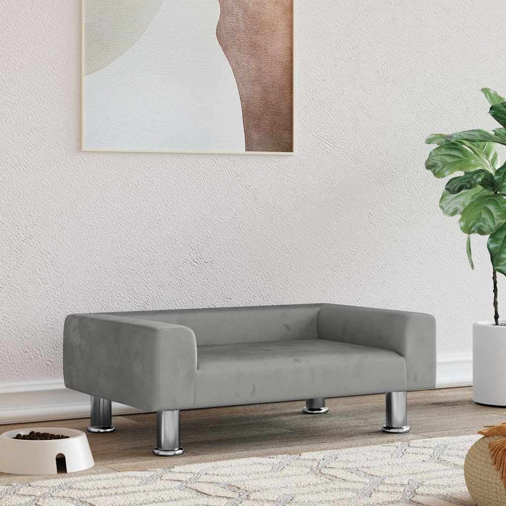 Lettino per Cani Grigio Chiaro 70x45x26,5 cm in Velluto — miniatura 1 di 6
