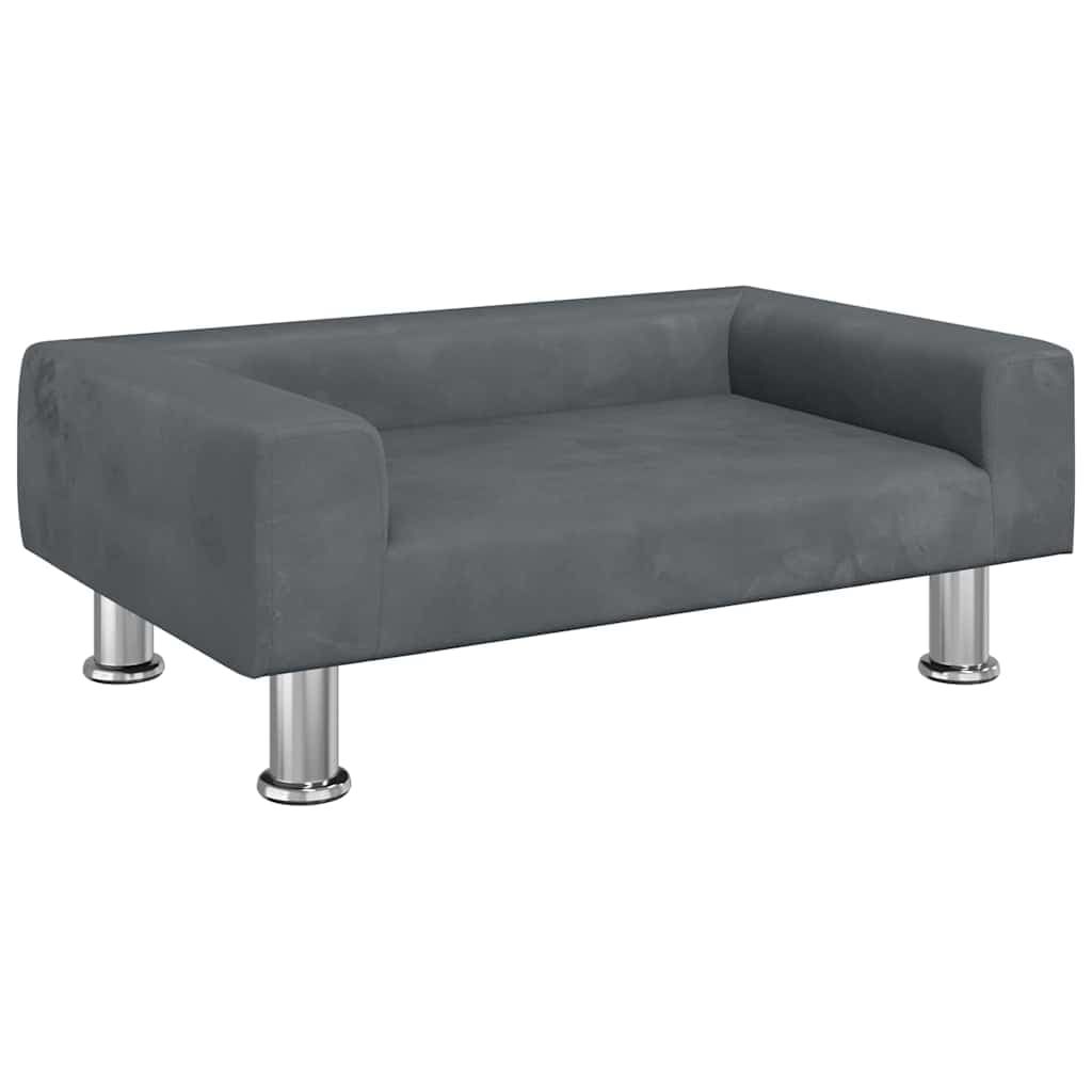 Lettino per Cani Grigio Scuro 70x45x26,5 cm in Velluto — miniatura 2 di 6