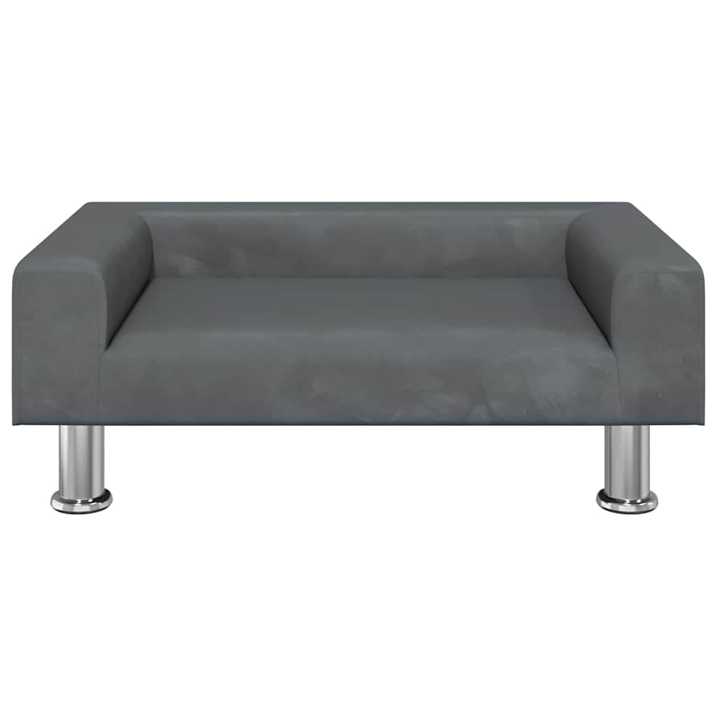 Lettino per Cani Grigio Scuro 70x45x26,5 cm in Velluto — miniatura 3 di 6