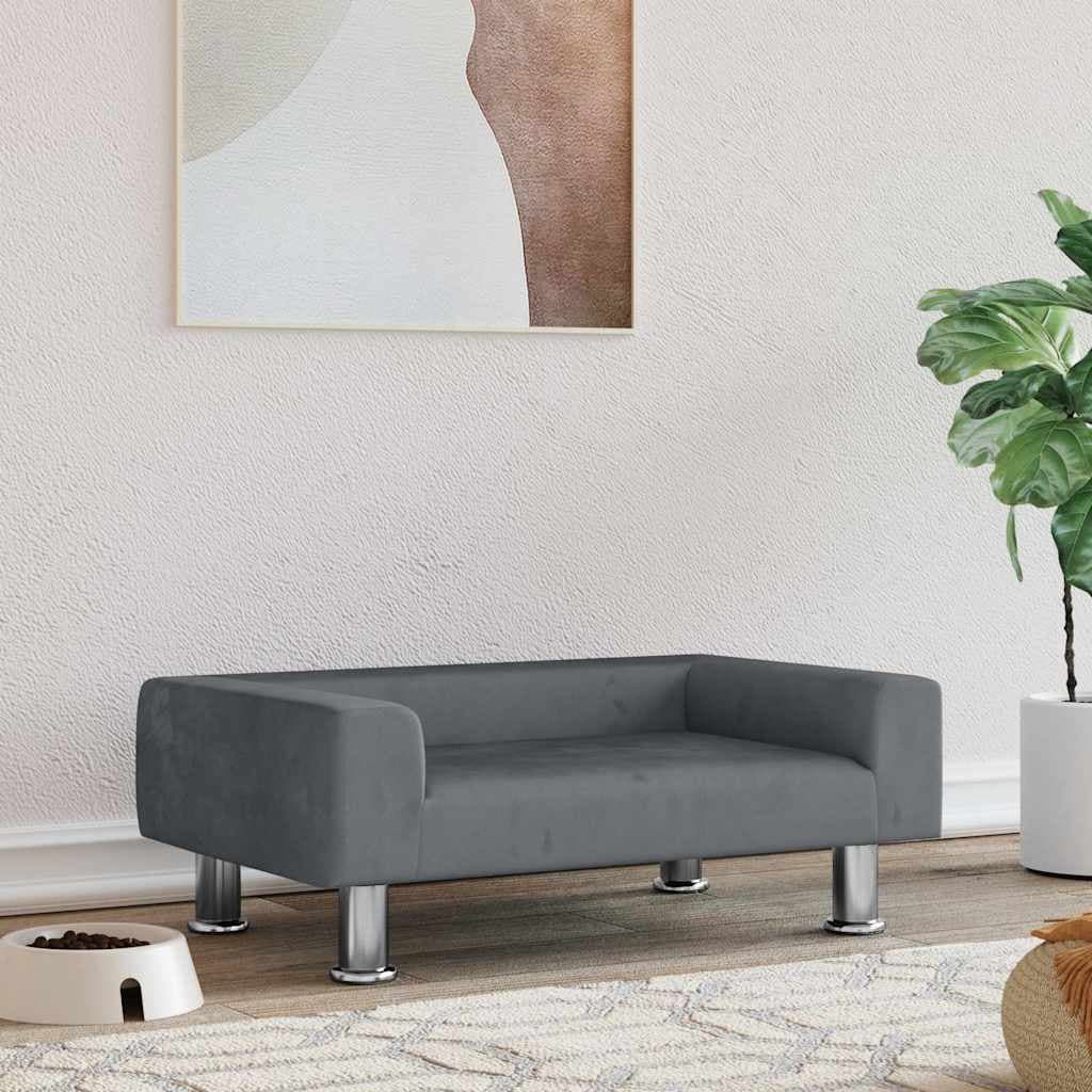 Lettino per Cani Grigio Scuro 70x45x26,5 cm in Velluto — miniatura 1 di 6