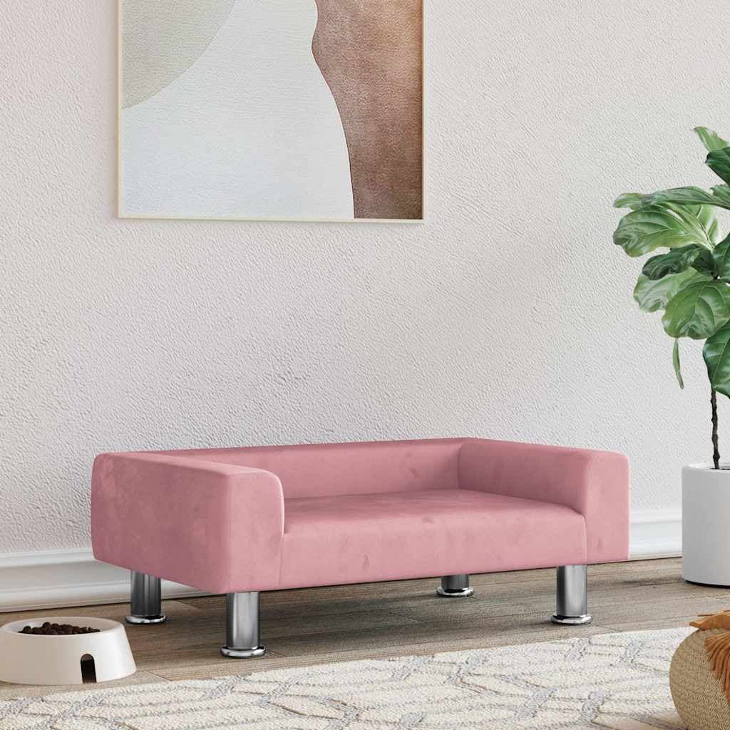 Lettino per Cani Rosa 70x45x26,5 cm in Velluto — miniatura 1 di 6