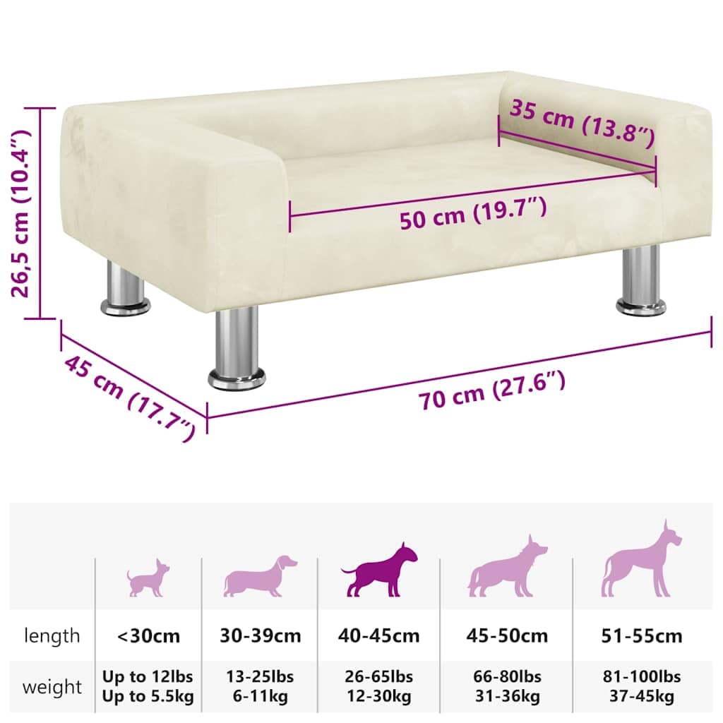 Lettino per Cani Crema 70x45x26,5 cm in Velluto — miniatura 6 di 6