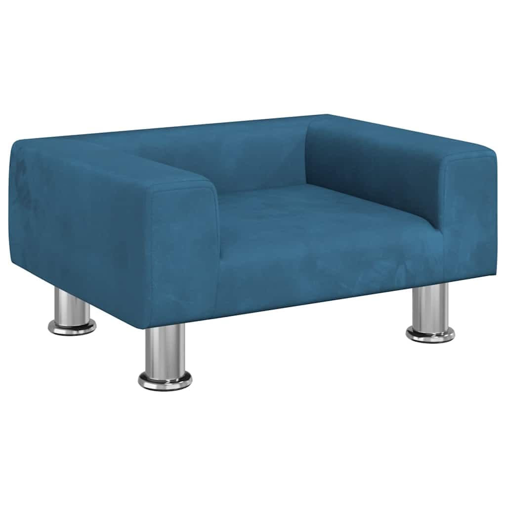 Lettino per Cani Blu 50x40x26,5 cm in Velluto — miniatura 2 di 6