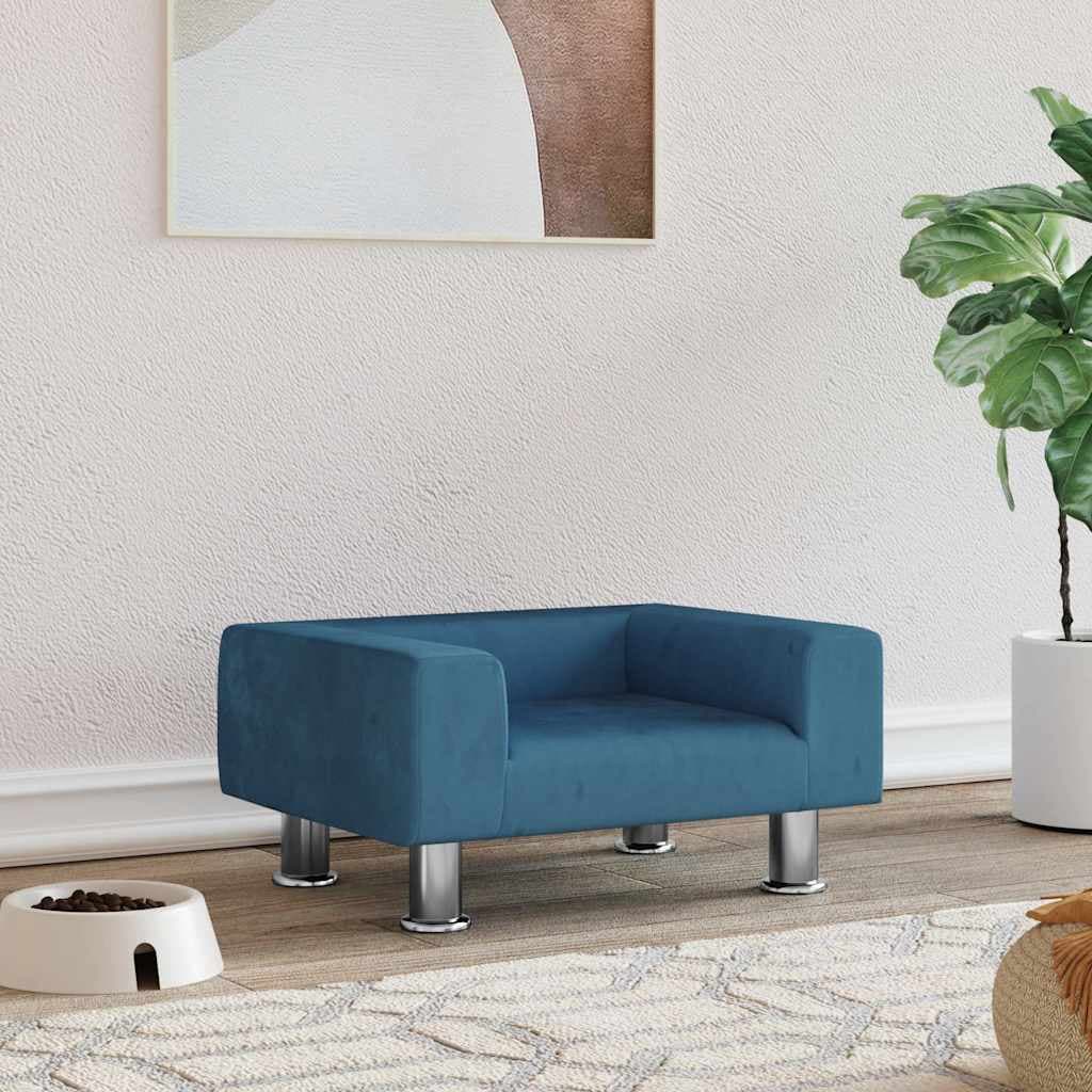 Lettino per Cani Blu 50x40x26,5 cm in Velluto — miniatura 1 di 6