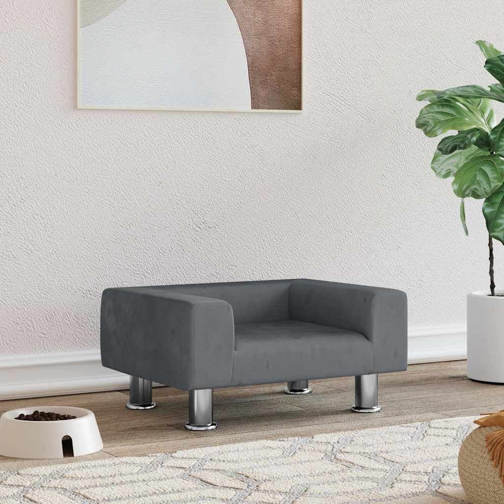 Lettino per Cani Grigio Chiaro 50x40x26,5 cm in Velluto — miniatura 1 di 6