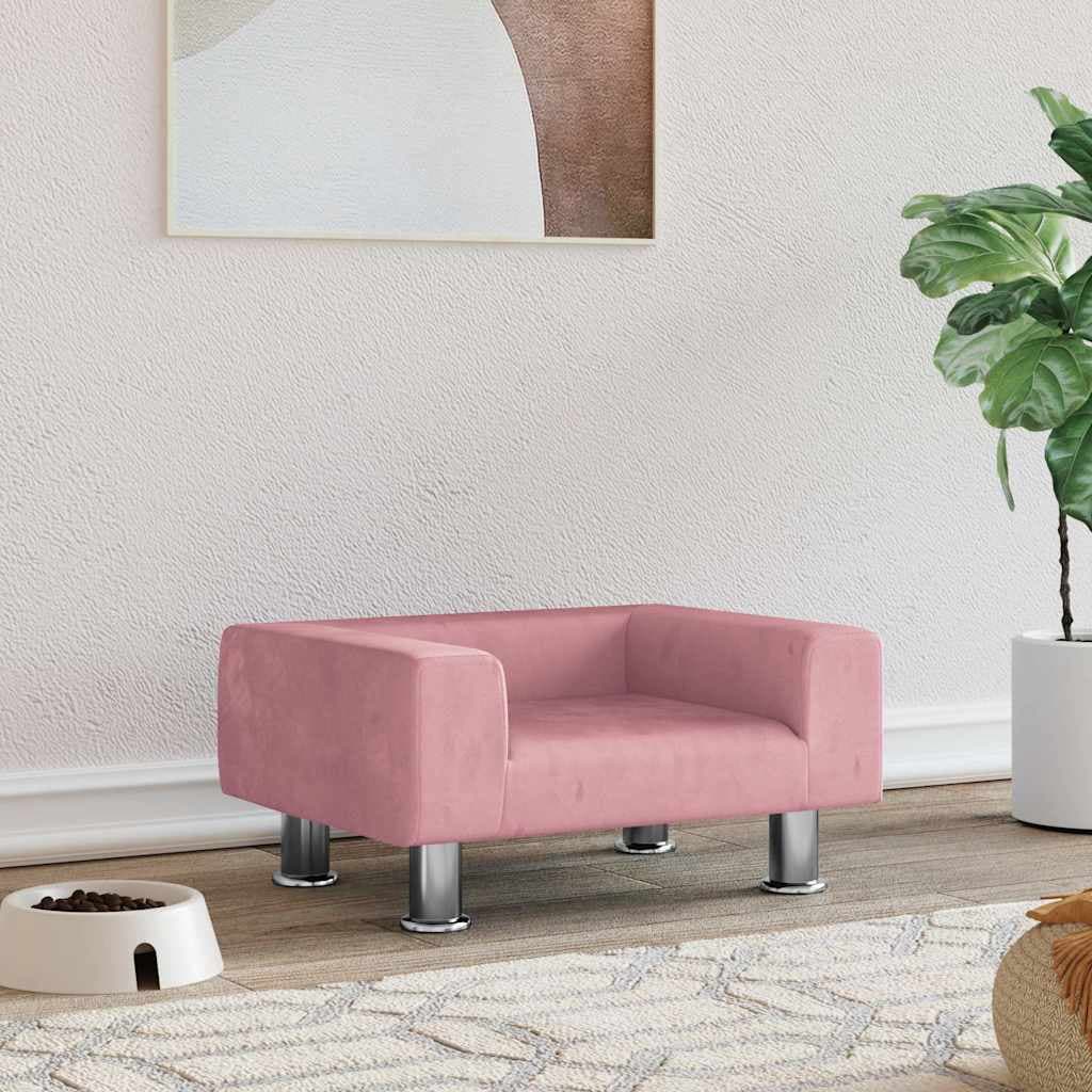 Lettino per Cani Rosa 50x40x26,5 cm in Velluto — miniatura 1 di 6