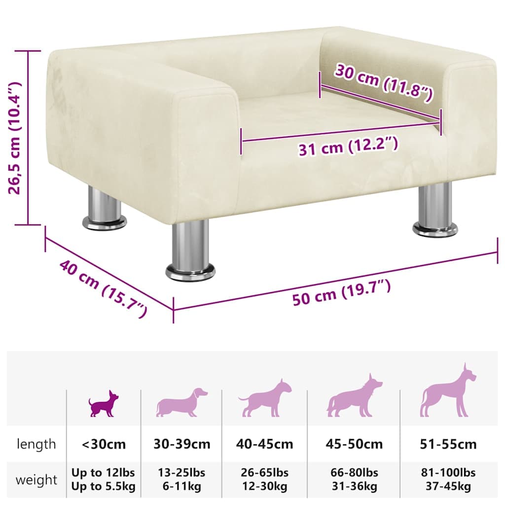 Lettino per Cani Crema 50x40x26,5 cm in Velluto — miniatura 6 di 6