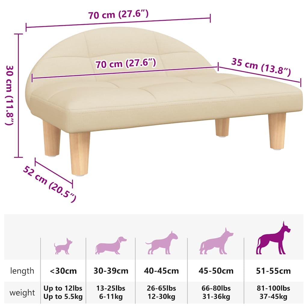 Lettino per Cani Crema 70x52x30 cm in Tessuto — miniatura 6 di 6