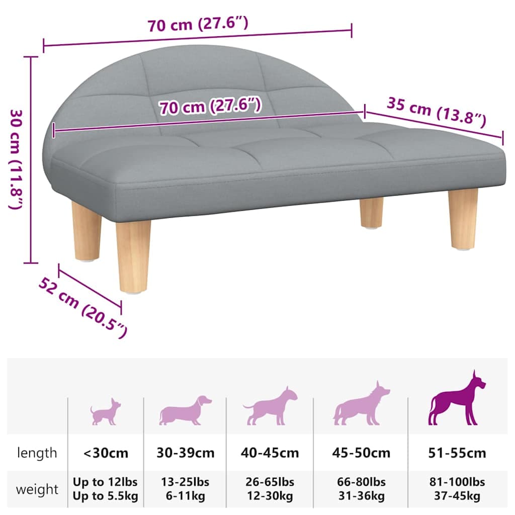 Lettino per Cani Grigio Chiaro 70x52x30 cm in Tessuto — miniatura 6 di 6