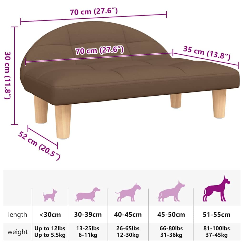 Lettino per Cani Marrone 70x52x30 cm in Tessuto — miniatura 6 di 6