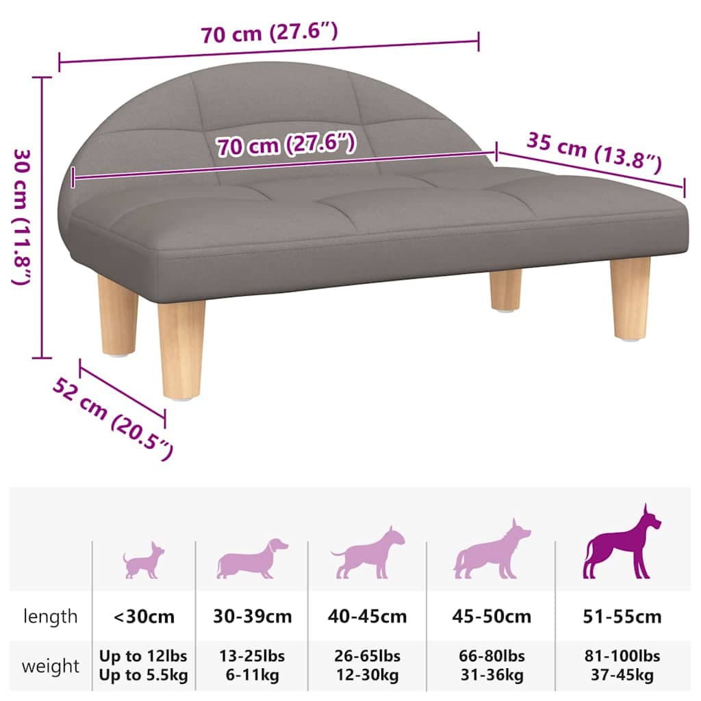 Lettino per Cani Tortora 70x52x30 cm in Tessuto — miniatura 6 di 6
