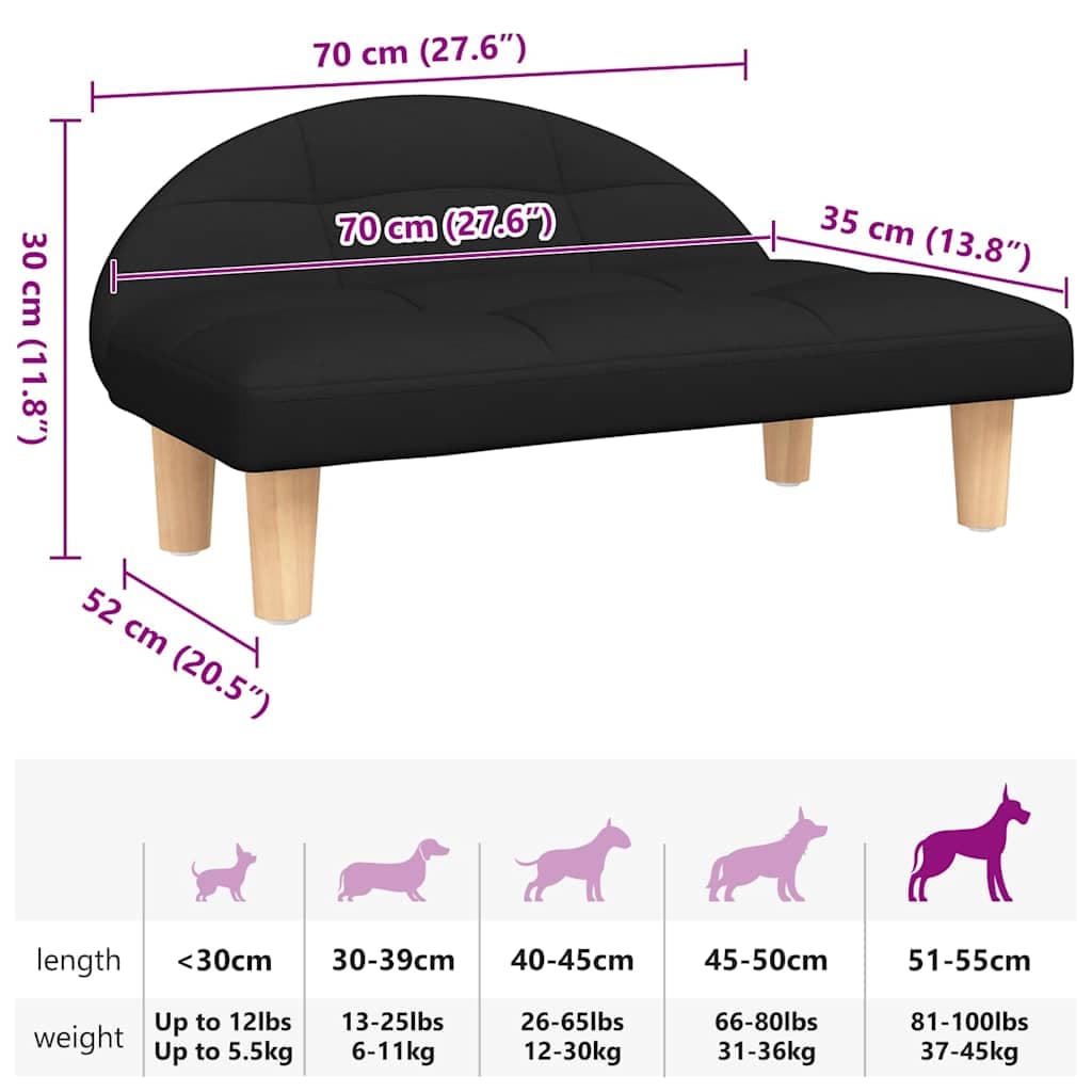 Lettino per Cani Nero 70x52x30 cm in Tessuto — miniatura 6 di 6