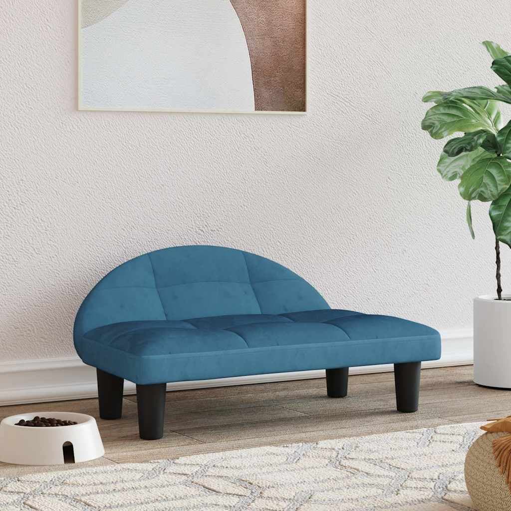 Lettino per Cani Blu 70x52x30 cm in Velluto — miniatura 1 di 6