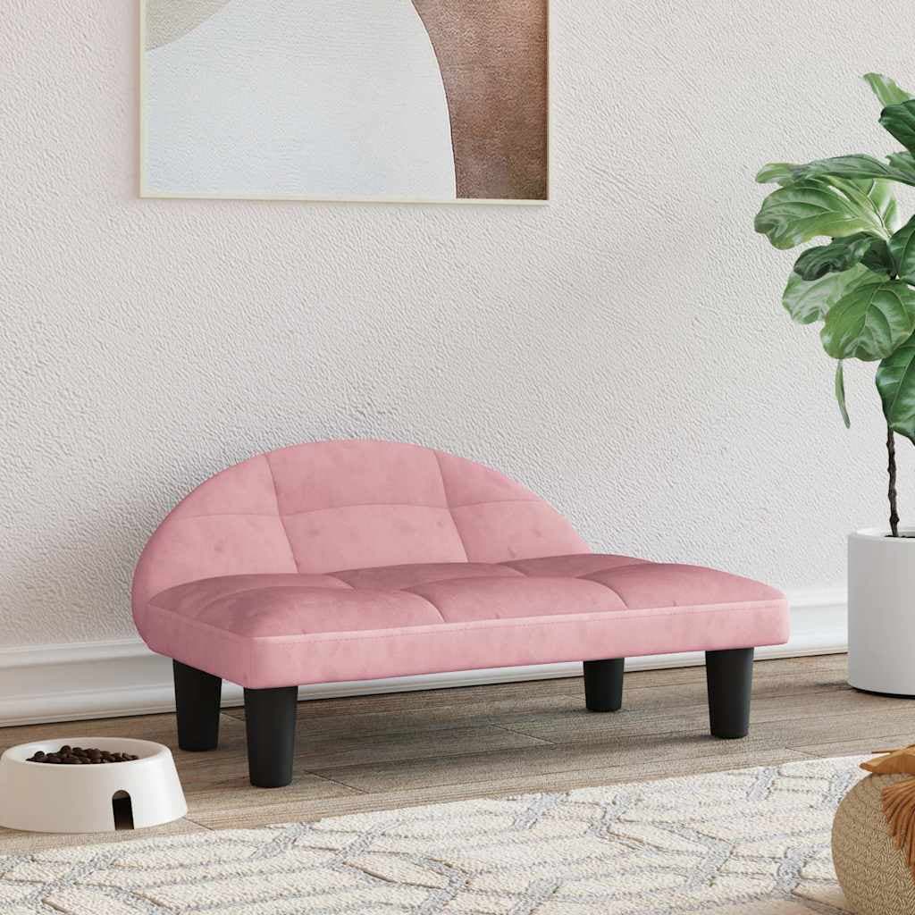Lettino per Cani Rosa 70x52x30 cm in Velluto — miniatura 1 di 6