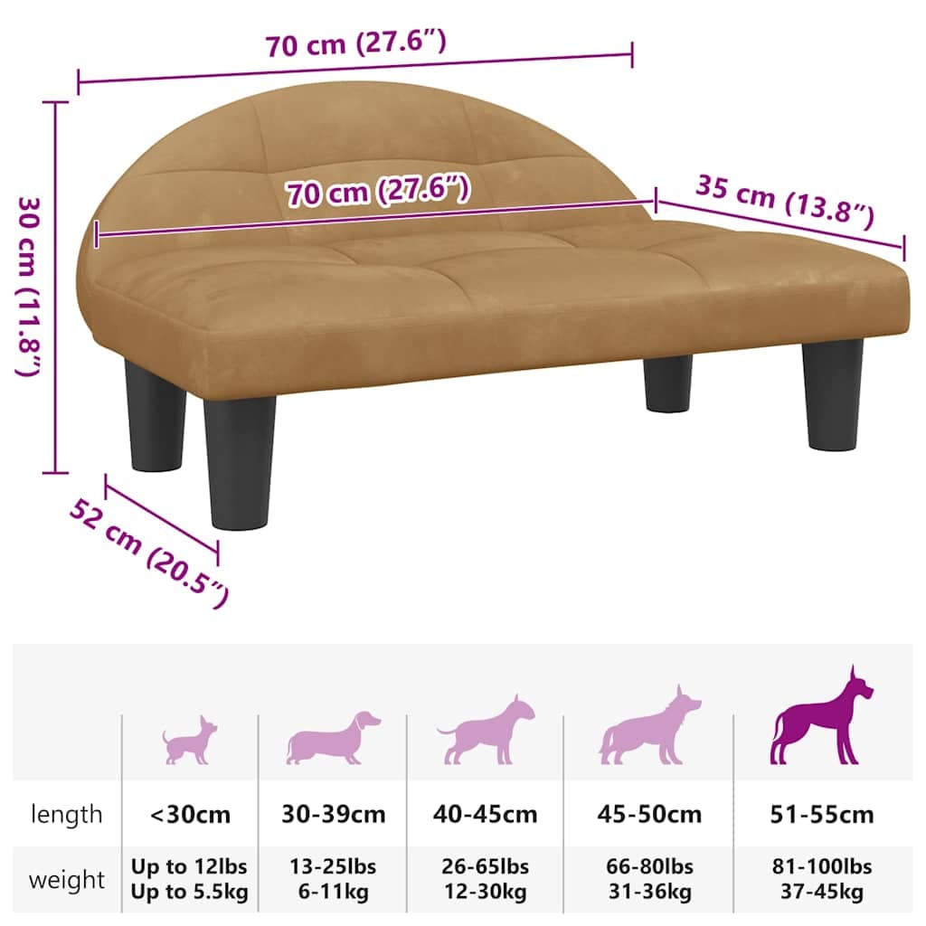 Lettino per Cani Marrone 70x52x30 cm in Velluto — miniatura 6 di 6