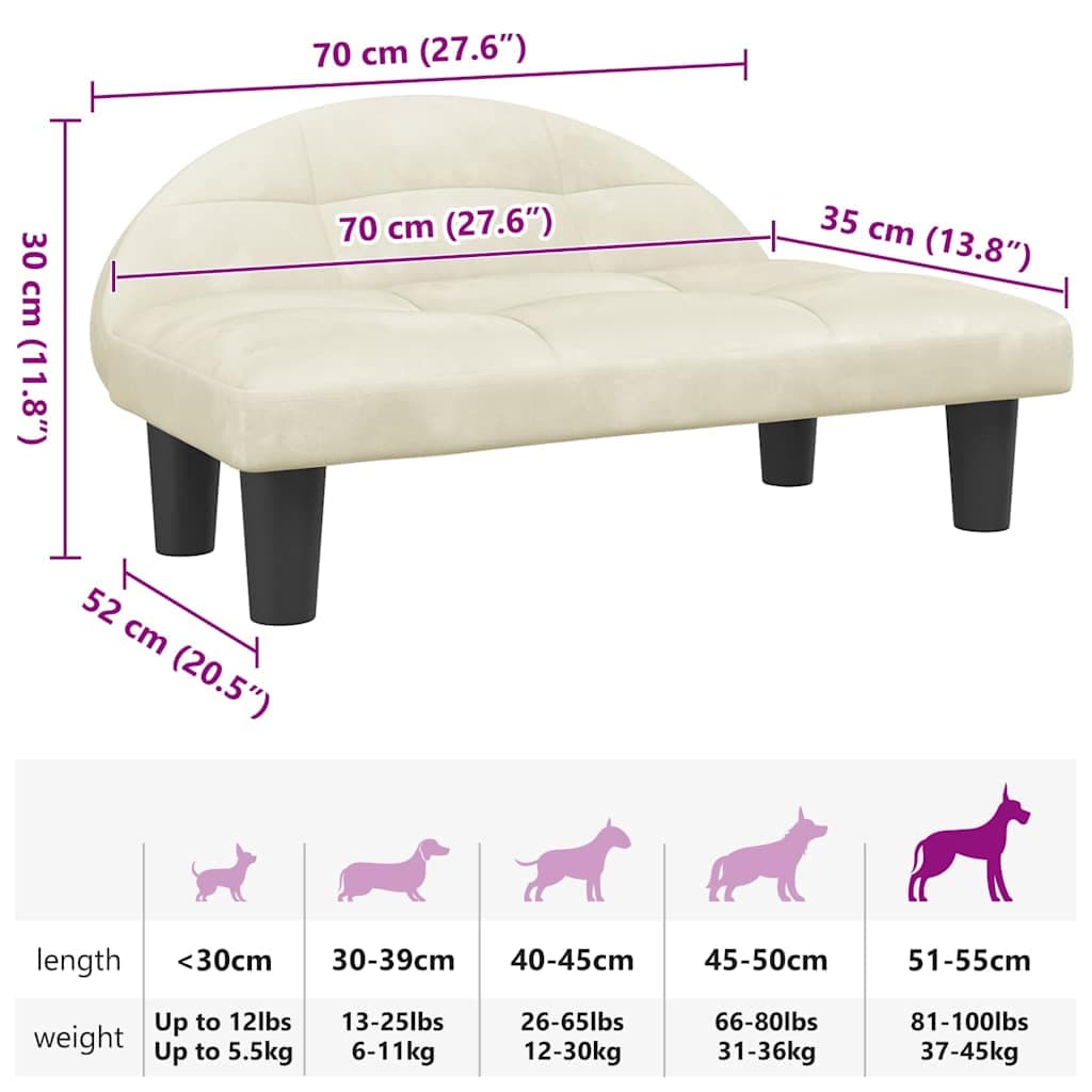 Lettino per Cani Crema 70x52x30 cm in Velluto — miniatura 6 di 6