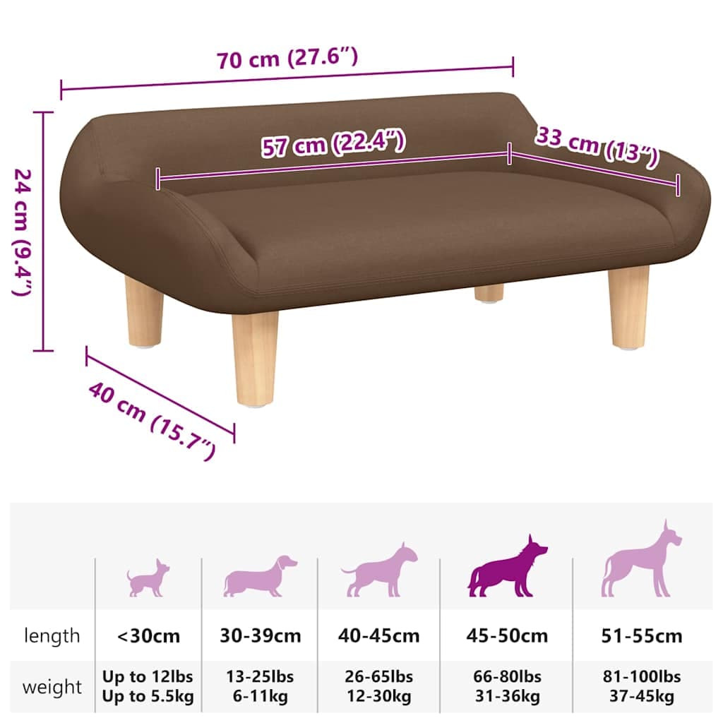 Lettino per Cani Marrone 70x40x24 cm in Tessuto — miniatura 6 di 6