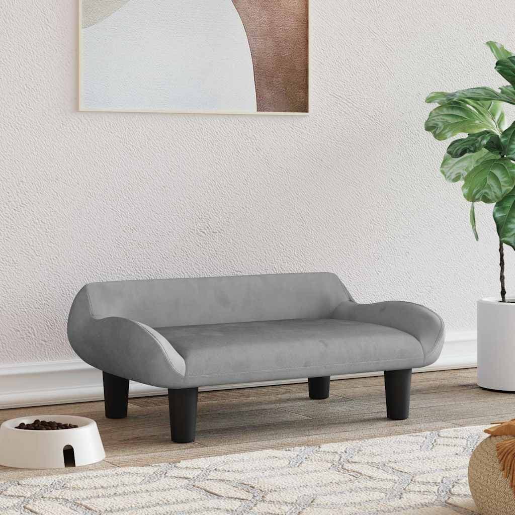 Lettino per Cani Grigio Chiaro 70x40x24 cm in Velluto — miniatura 1 di 6