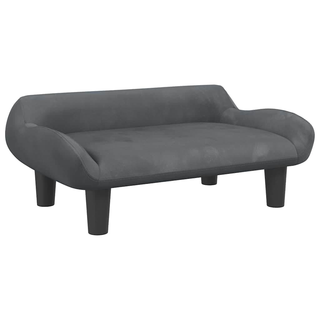 Lettino per Cani Grigio Scuro 70x40x24 cm in Velluto — miniatura 2 di 6
