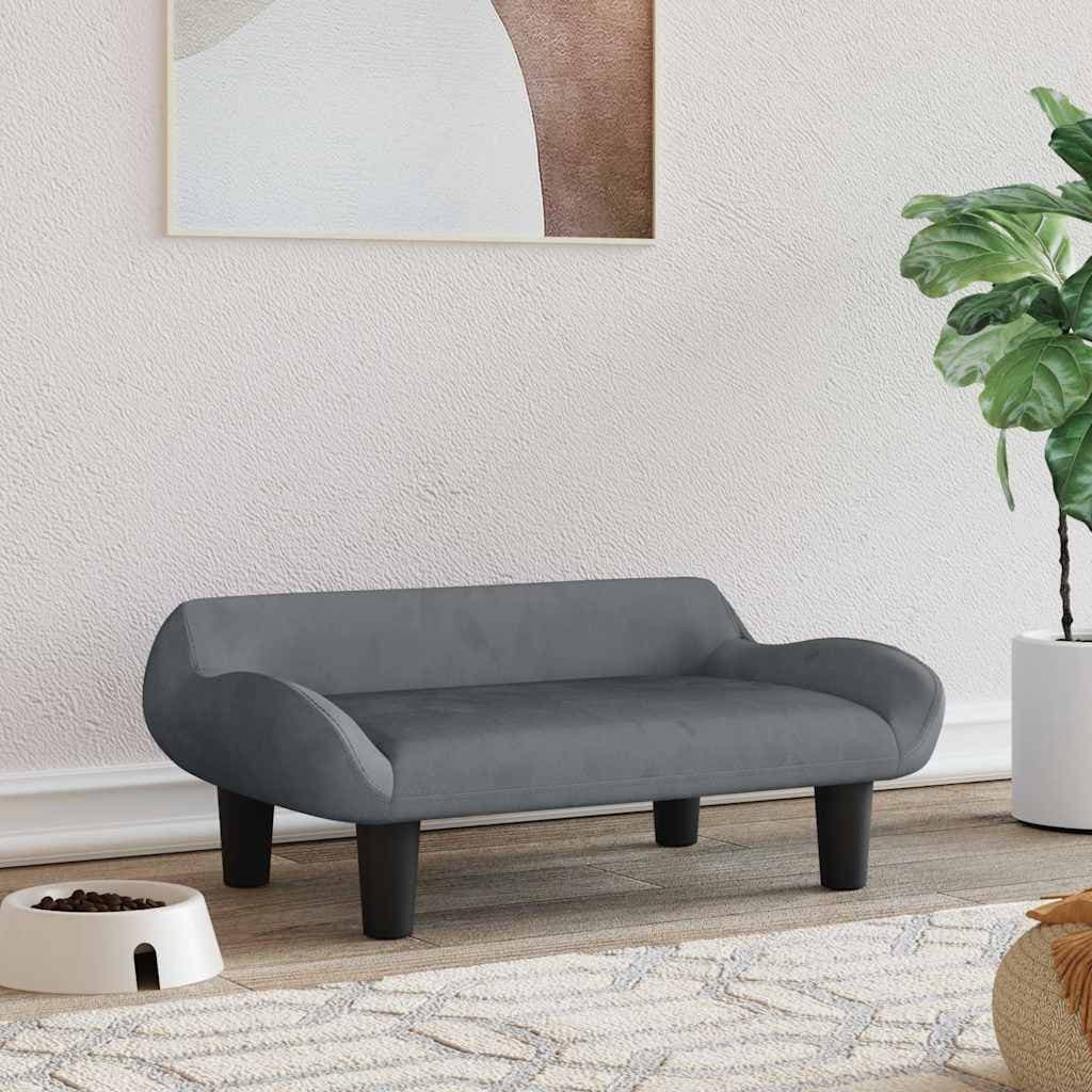 Lettino per Cani Grigio Scuro 70x40x24 cm in Velluto — miniatura 1 di 6