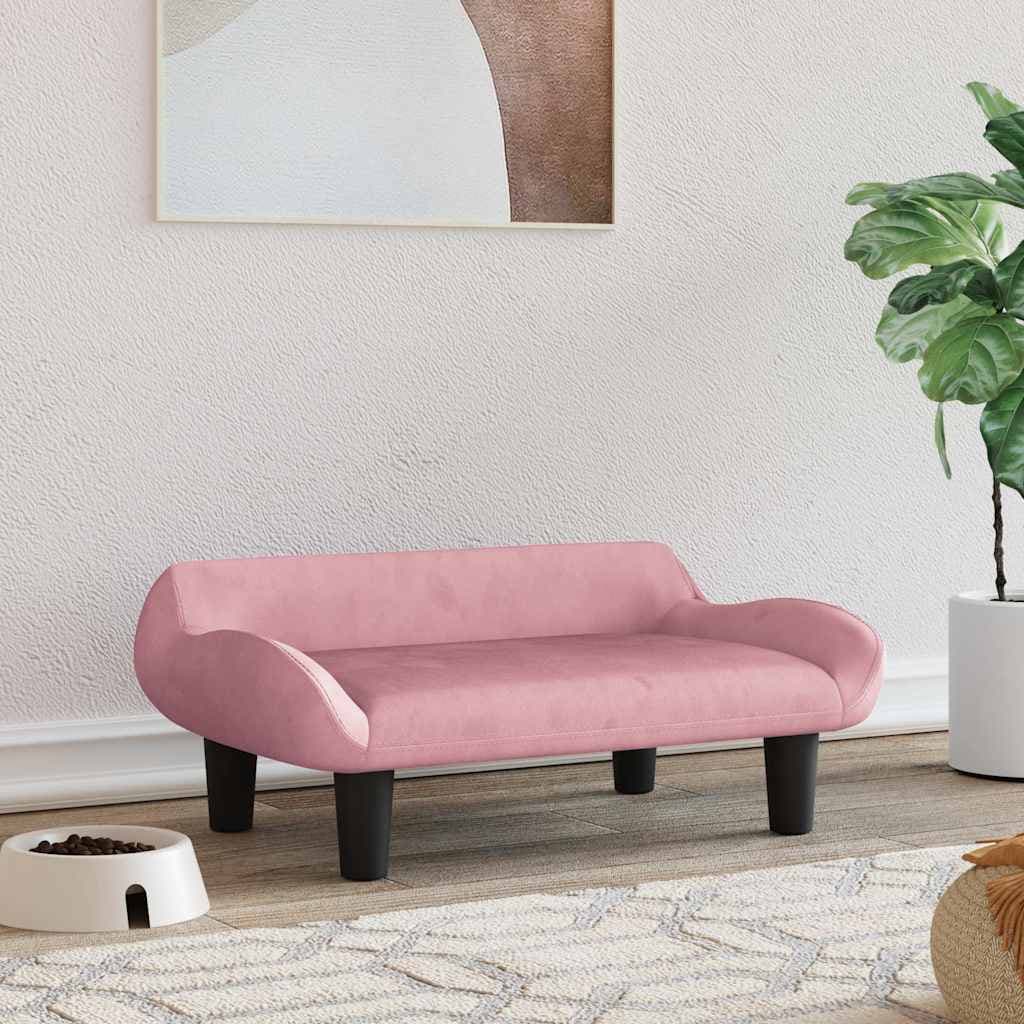 Lettino per Cani Rosa 70x40x24 cm in Velluto — miniatura 1 di 6