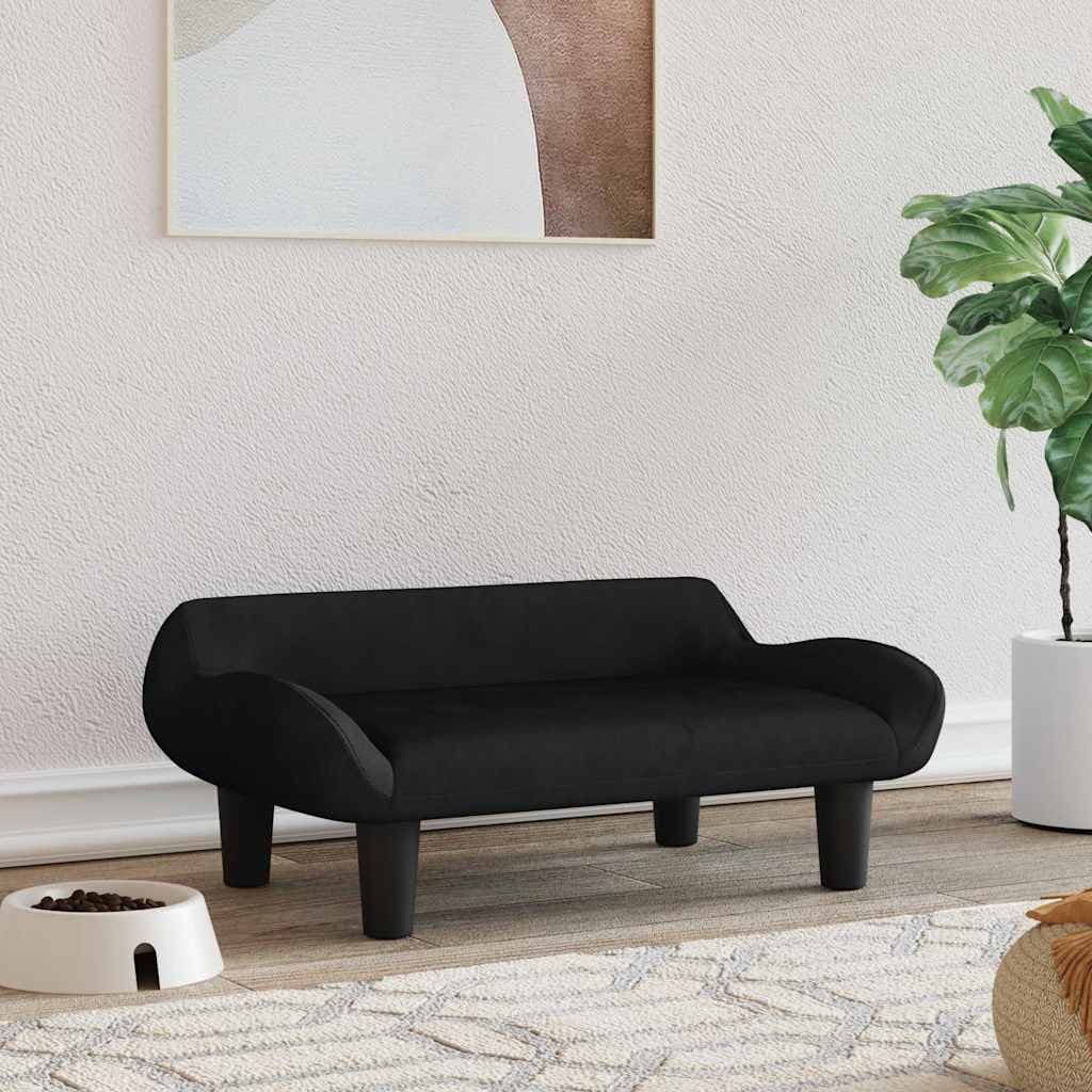 Lettino per Cani Nero 70x40x24 cm in Velluto — miniatura 1 di 6