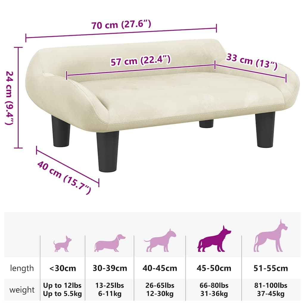 Lettino per Cani Crema 70x40x24 cm in Velluto — miniatura 6 di 6