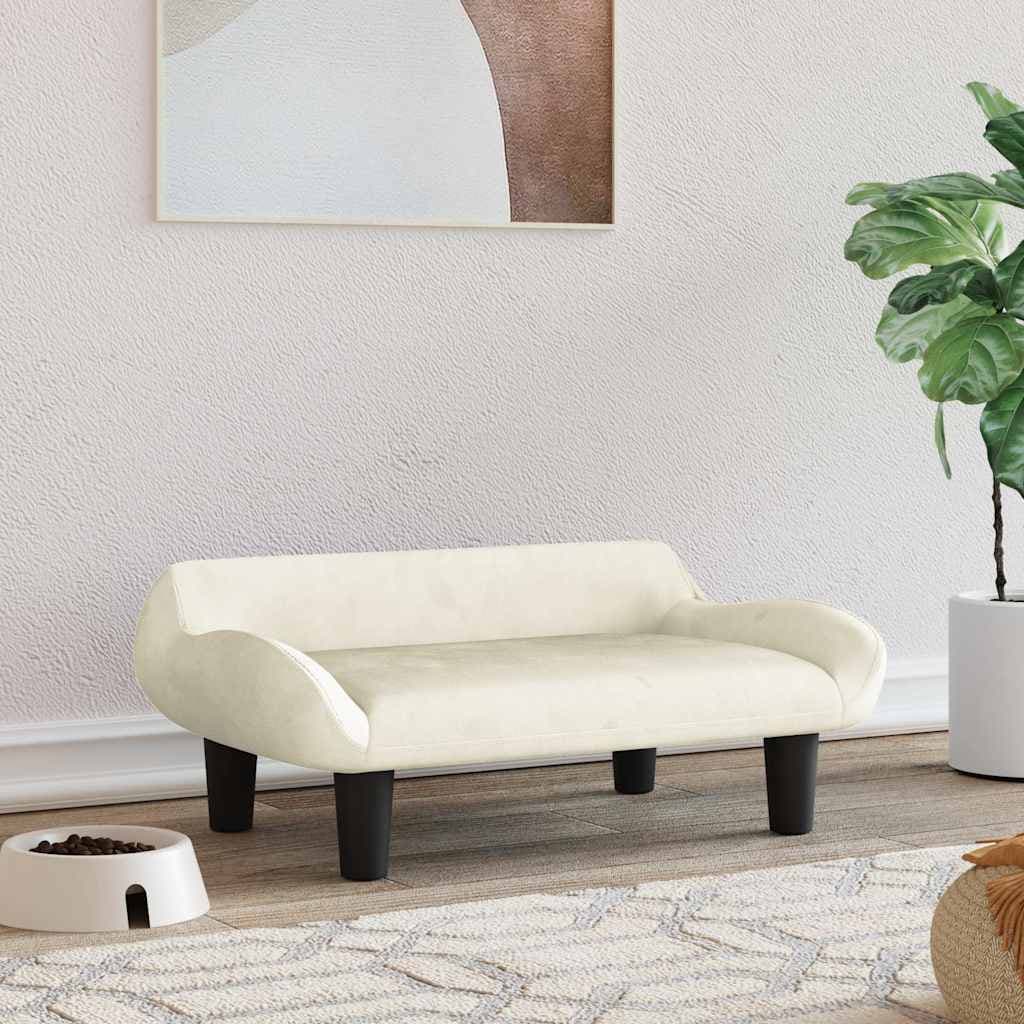 Lettino per Cani Crema 70x40x24 cm in Velluto — miniatura 1 di 6