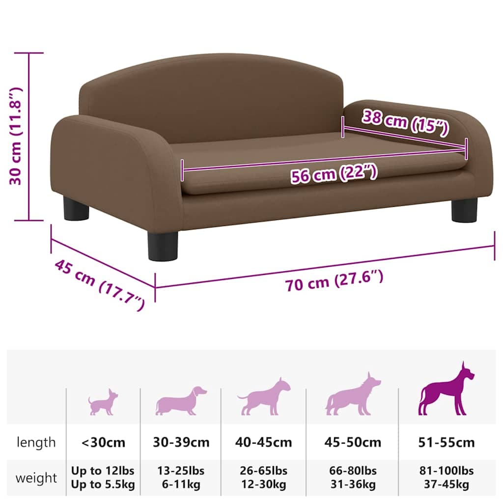 Lettino per Cani Marrone 70x45x30 cm in Tessuto — miniatura 6 di 6