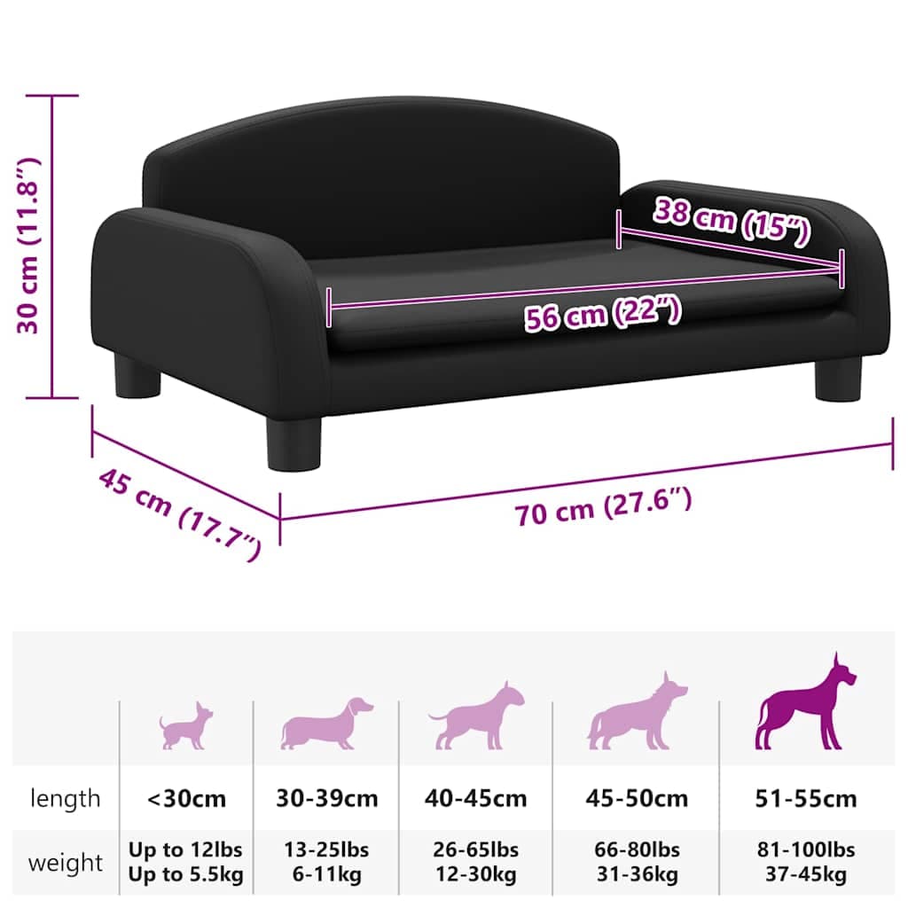 Lettino per Cani Nero 70x45x30 cm in Similpelle — miniatura 6 di 6