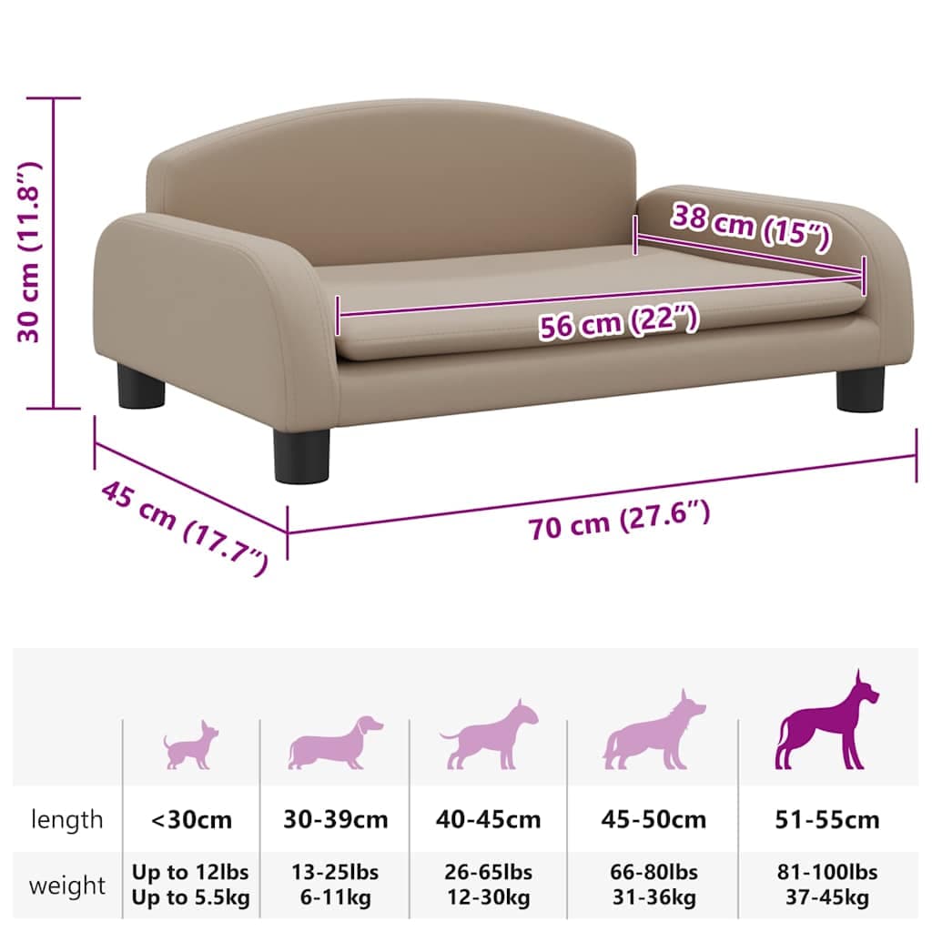 Lettino per Cani Cappuccino 70x45x30 cm in Similpelle — miniatura 6 di 6