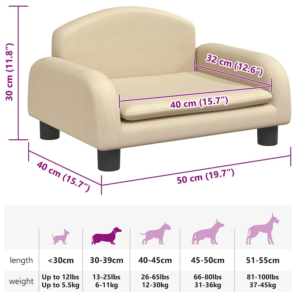 Lettino per Cani Crema 50x40x30 cm in Tessuto — foto 6 di 6