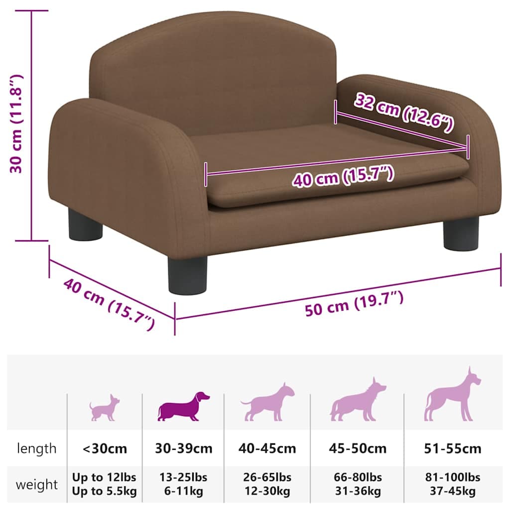Lettino per Cani Marrone 50x40x30 cm in Tessuto — foto 6 di 6