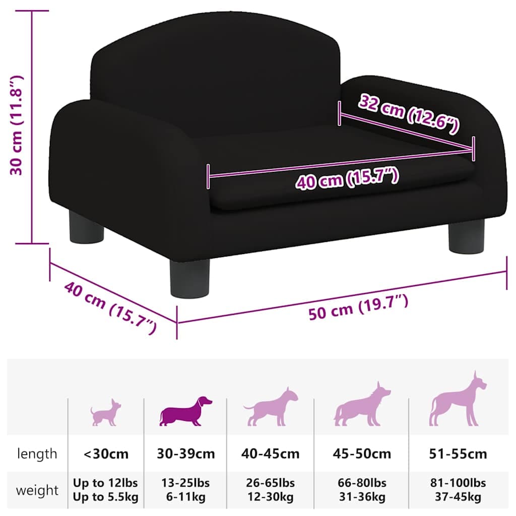Lettino per Cani Nero 50x40x30 cm in Tessuto — miniatura 6 di 6